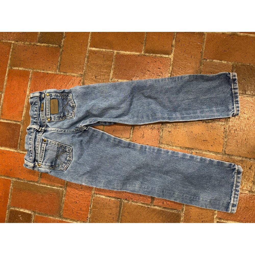 Wrangler Kids Jeans Size 7 Slim Adjustable Waist Blue‎ Denim Straight Leg